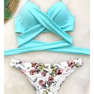 Mint Blue Cross Bikini